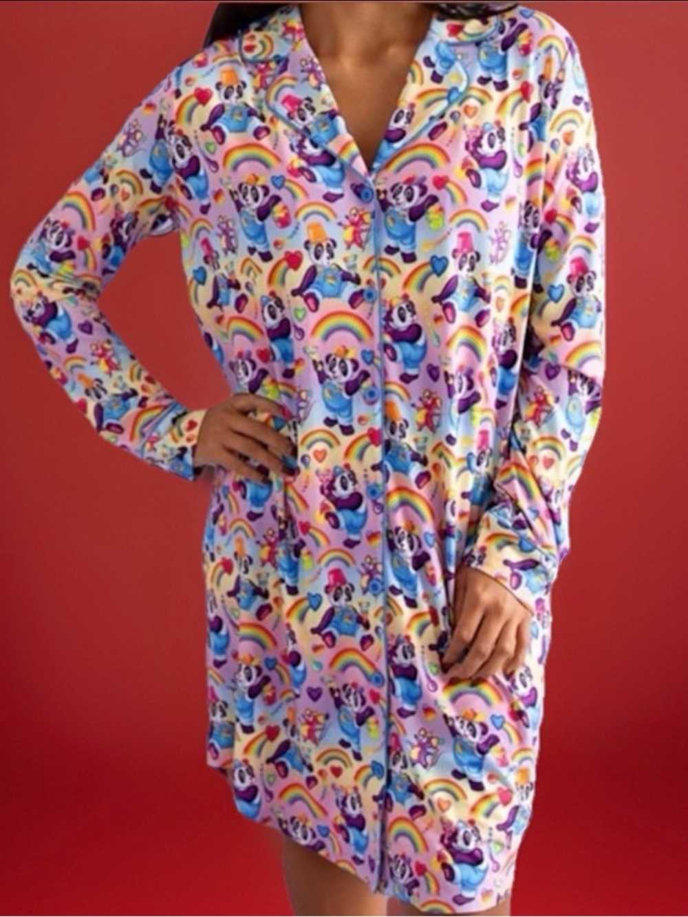 POSH PEANUT 🐼 L/XL LiSa FraNk Panda Painter pajamas nightgown sleep shirt dress!